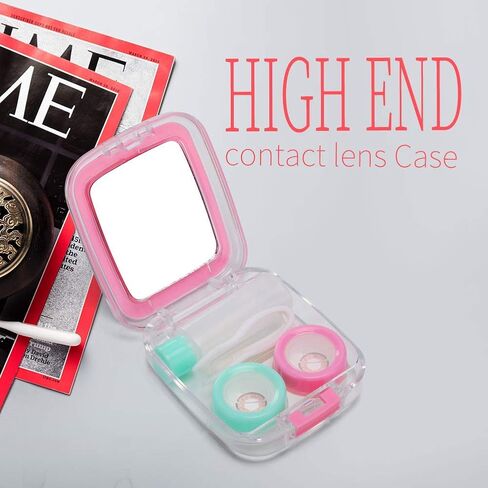 ofone Contact Lens Case, Cute Contact Lens Holder Oval Contact Lenses Travel Case with Removal Tool Mirror and Tweezers Contacts Container Storage Kit for Women and Girl (Black) in Saudi Arabia
