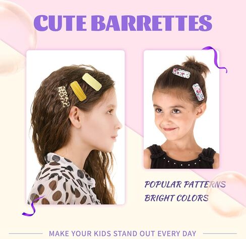 inSowni 40 قطعة 20 لونًا في أزواج من القماش المخطط بطبعة زهور الفهد الصلبة ملفوفة بشكل مستطيل غير قابل للانزلاق ومشابك شعر ومشابك للشعر للأطفال والبنات والأطفال والمراهقين in Kuwait