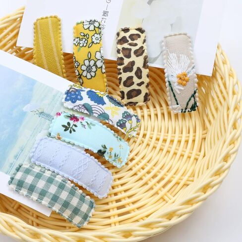 inSowni 40 قطعة 20 لونًا في أزواج من القماش المخطط بطبعة زهور الفهد الصلبة ملفوفة بشكل مستطيل غير قابل للانزلاق ومشابك شعر ومشابك للشعر للأطفال والبنات والأطفال والمراهقين in Kuwait