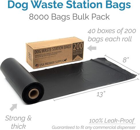 Dog Poop Bags Bulk - Dog Waste Station Bags Refills (40 Boxed Rolls, 8000 Bags) - Best Value, #1 Premium Doggie Poop Bags - 100% Leak-Proof, Strong & Thick, Guaranteed to Fit Any Commercial Dispenser in Saudi Arabia