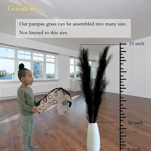 Artificial Faux Pampas Grass 8 Pcs Fake Artificial Adjustable Pampas Grass Variable Length Tall Fluffy Stems Table Vase Filler Centerpiece for Living Room Kitchen Decor Boho Decor Wedding -Beige in Saudi Arabia