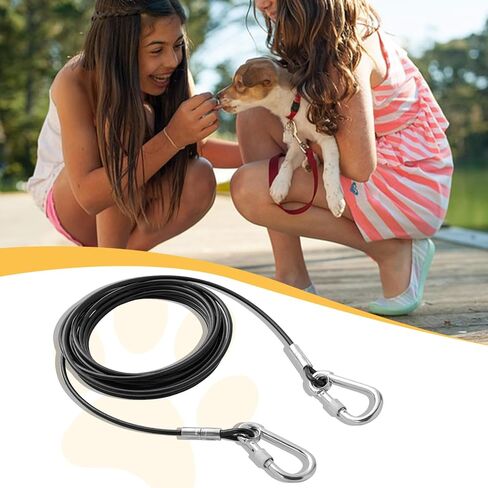 كابل ربط الحيوانات الأليفة من NATGAI للكلاب التي يصل وزنها إلى 300 رطل، كابل ربط عاكس بطول 20 قدمًا للكلاب، كابل ربط مقود الكلب للركض، سلك من الفولاذ المقاوم للصدأ للكلاب الكبيرة (20 قدمًا) in Kuwait