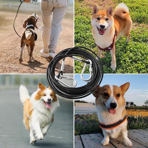 كابل ربط الحيوانات الأليفة من NATGAI للكلاب التي يصل وزنها إلى 300 رطل، كابل ربط عاكس بطول 20 قدمًا للكلاب، كابل ربط مقود الكلب للركض، سلك من الفولاذ المقاوم للصدأ للكلاب الكبيرة (20 قدمًا) in Kuwait