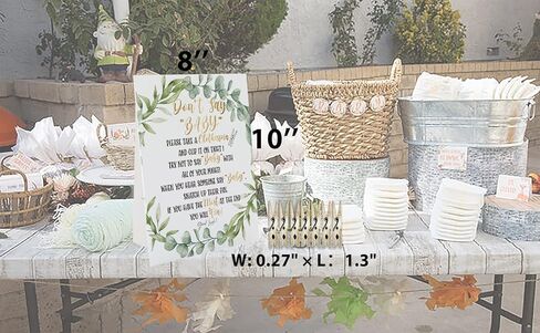 Don't Say Baby Baby Shower Game, Don't Say Baby Sign(Sign 8x11 Inch), Leafy, 1 Standing Sign + 50 Clothespins(ds08) in Kuwait