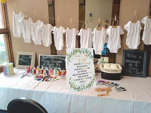 Don't Say Baby Baby Shower Game, Don't Say Baby Sign(Sign 8x11 Inch), Leafy, 1 Standing Sign + 50 Clothespins(ds08) in Kuwait