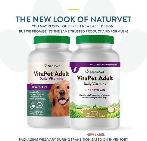 NaturVet VitaPet الفيتامينات اليومية للبالغين للكلاب التي تحتوي على مساعدات التنفس - تتضمن مجموعة كاملة من الفيتامينات والمعادن وأحماض أوميغا 6 الدهنية والبقدونس - مصممة للكلاب التي يزيد عمرها عن عام واحد - 60 قيراطًا. in Kuwait