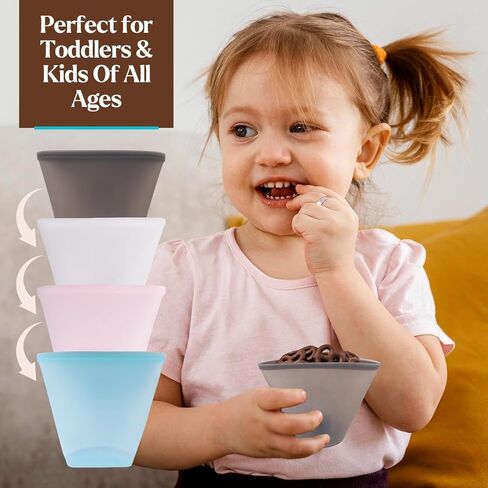 Reusable Silicone Snack Bags for Kids - Durable and Secure Travel Containers with Travel Clips | Food Pouches for Toddlers, and Young Children | Eco-Friendly and Easy to Clean Silicone Bags - 4 Pack in Kuwait