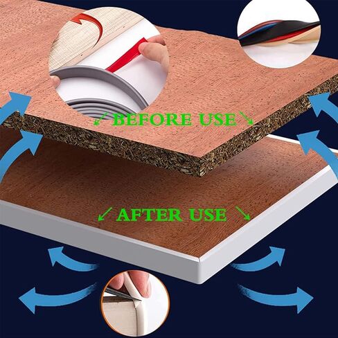 شريط حافة من القشرة على شكل حرف U، واقي حافة الطاولة من جل السيليكا الناعم بطول 9.8 قدم للأثاث، واقيات زوايا ذاتية اللصق للخزانة والطاولة وإصلاح الأثاث باللون الأسود - U20mm in Kuwait