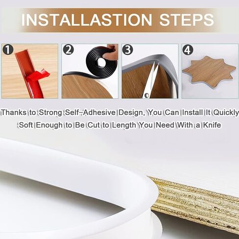 شريط حافة من القشرة على شكل حرف U، واقي حافة الطاولة من جل السيليكا الناعم بطول 9.8 قدم للأثاث، واقيات زوايا ذاتية اللصق للخزانة والطاولة وإصلاح الأثاث باللون الأسود - U20mm in Kuwait