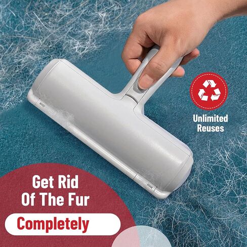 Fareeha Pet Hair Remover Combo: Roller & Gentle Grooming Glove - Effortlessly Remove Cat Hair from Furniture, Carpet, Bedding & Enjoy Deshedding & Massage with Enhanced Five Finger Design in Saudi Arabia