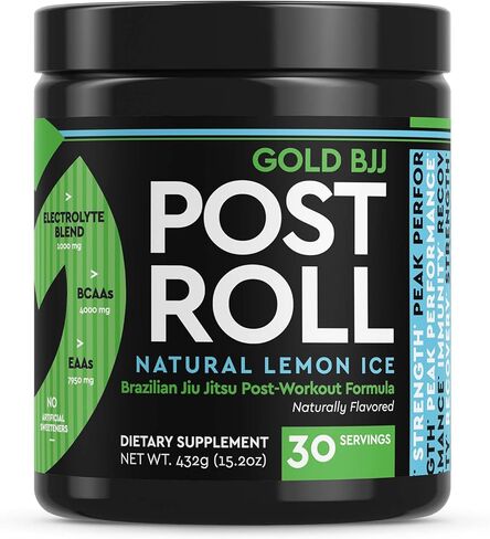 Gold BJJ PostRoll - مكمل Jiu Jitsu لما بعد التمرين مع الأحماض الأمينية الأساسية EAA وBCAA - مسحوق ما بعد التمرين خاص بالفنون القتالية (ثلج الليمون، 30 وجبة) in Kuwait