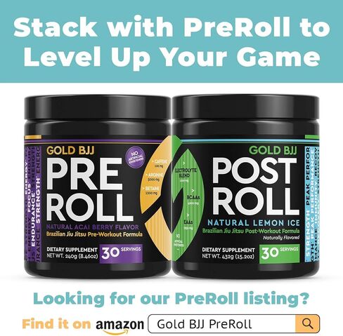 Gold BJJ PostRoll - مكمل Jiu Jitsu لما بعد التمرين مع الأحماض الأمينية الأساسية EAA وBCAA - مسحوق ما بعد التمرين خاص بالفنون القتالية (ثلج الليمون، 30 وجبة) in Kuwait