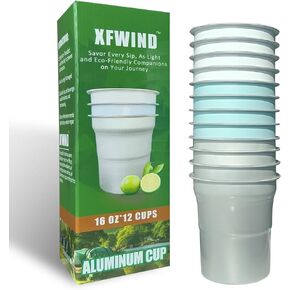 XFWIND Aluminum Cups,16oz,Set of 12,Recyclable,Reusable,Dishwasher Safe,Camping Party Cups in Saudi Arabia