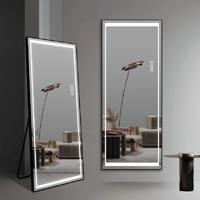 LAIYA 65"x 21" Full Length Wall Mirror with 3 Colors LED Light, Stand Up Body Mirror and Wall Full Body Mirror, Tall Full Size Mirror for Bedroom Cloakroom Gyms, Giant Floor Dressing Mirror in Saudi Arabia