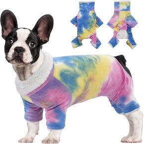 kuoser معطف الطقس البارد للكلاب، التعادل صبغ الياقة المدورة جرو بيجامة لينة القطن الحيوانات الأليفة الملابس الصوف هزلي القط نيسيس حللا، خفيفة الوزن أربعة أرجل السترة للكلاب المتوسطة الصغيرة مع طوق فروي in Kuwait