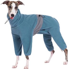 Dog Winter Coat Jumpsuit, Blue Fleece, Large (57cm Back, 82cm Chest, 47cm Neck), Water Resistant, Zipper & Drawstring, for Large Breeds in Kuwait