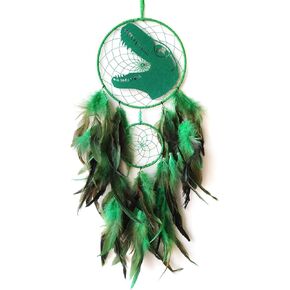 Dinosaur Dream Catchers, Dream Catcher for Boys, Handmade Green Feather Dream Catcher for Kids Gift Nursery Bedroom Wall Hanging Decor Ornament in Kuwait