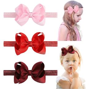3 قطع من عصابات الرأس للفتيات الصغيرات مقاس 4 بوصات من بوتيك Grosgrain Ribbon Hair Bows عصابات رأس للفتيات الصغيرات والرضع والأطفال الصغار والمراهقين والأطفال - أسود أبيض كاكي in Saudi Arabia