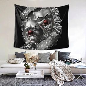 Xcphmy نسيج - سمايل الآن يبكي في وقت لاحق وجوه المهرج غرفة نوم بنات في سن المراهقة لطيف صغير نسيج كلية إيندي غرفة ديكور الحائط الجمالي 60 * 51 بوصة in Kuwait