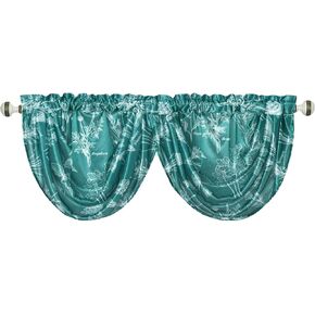 GOHD Vivian Grace Window Valance, 54 x 18, Farmhouse Elegant Taffeta Fabric with Beautiful Prints, Waterfall Valances for Windows, Brown