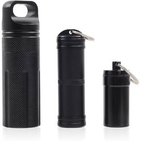 PPFISH 3 Air-Tight EDC Accessory Case, Pill Fob Capsule Keychain, Waterproof Match Case Battery Holder, Outdoor Survival Storage Metal Container Dry Box in Kuwait