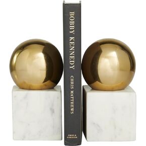 CosmoLiving by Cosmopolitan Marble Decorative Bookends Orb 7 lbs Non Skid Bookends, Set of 2 Office Bookends4 W, 7" H, Black