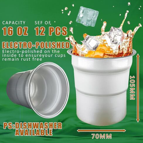 أكواب ألومنيوم XFWIND، 16oz، مجموعة من 12 قطعة، قابلة لإعادة التدوير، قابلة لإعادة الاستخدام، آمنة للاستخدام في غسالة الأطباق، أكواب حفلات التخييم in Saudi Arabia