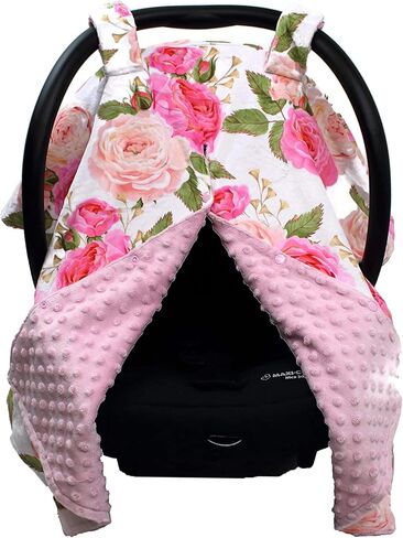 مظلة مقعد سيارة للأطفال من Dear Baby Gear + فتحة بزر كبس، مظلة مقعد السيارة للاستخدام اليومي، غطاء لمقاعد السيارة لحديثي الولادة، غطاء رضاعة أنيق، وردي وردي/نقطة مينكي وردية، 40 بوصة × 30 بوصة in Saudi Arabia