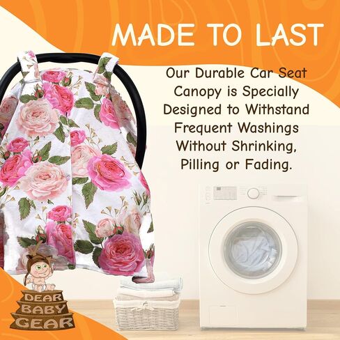 مظلة مقعد سيارة للأطفال من Dear Baby Gear + فتحة بزر كبس، مظلة مقعد السيارة للاستخدام اليومي، غطاء لمقاعد السيارة لحديثي الولادة، غطاء رضاعة أنيق، وردي وردي/نقطة مينكي وردية، 40 بوصة × 30 بوصة in Saudi Arabia
