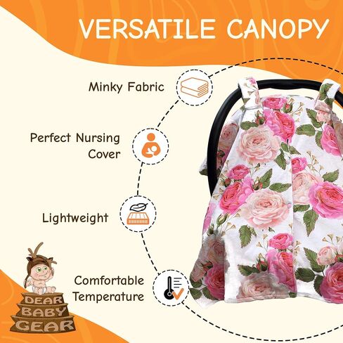 مظلة مقعد سيارة للأطفال من Dear Baby Gear + فتحة بزر كبس، مظلة مقعد السيارة للاستخدام اليومي، غطاء لمقاعد السيارة لحديثي الولادة، غطاء رضاعة أنيق، وردي وردي/نقطة مينكي وردية، 40 بوصة × 30 بوصة in Saudi Arabia