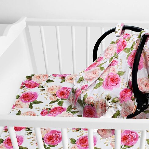 مظلة مقعد سيارة للأطفال من Dear Baby Gear + فتحة بزر كبس، مظلة مقعد السيارة للاستخدام اليومي، غطاء لمقاعد السيارة لحديثي الولادة، غطاء رضاعة أنيق، وردي وردي/نقطة مينكي وردية، 40 بوصة × 30 بوصة in Saudi Arabia