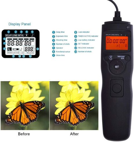 BOWONG Shutter Release Cable Remote Control for Nikon D850, D3, D4, D40s, D5, D800, D800E, D810, D810A, D700, D500 Camera in Kuwait