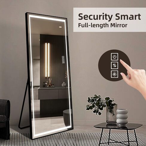 LAIYA 65"x 21" Full Length Wall Mirror with 3 Colors LED Light, Stand Up Body Mirror and Wall Full Body Mirror, Tall Full Size Mirror for Bedroom Cloakroom Gyms, Giant Floor Dressing Mirror in Saudi Arabia
