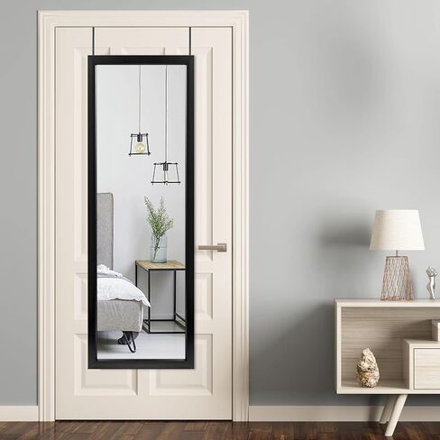 PexFix Door Mirror 55''×16'' Full Length Mirror Over The Door Hanging Over Door Mirror Space Saving Floor Door Mirror with Black Frame in Saudi Arabia