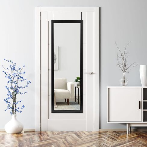 PexFix Door Mirror 55''×16'' Full Length Mirror Over The Door Hanging Over Door Mirror Space Saving Floor Door Mirror with Black Frame in Saudi Arabia