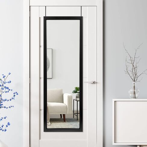 PexFix Door Mirror 55''×16'' Full Length Mirror Over The Door Hanging Over Door Mirror Space Saving Floor Door Mirror with Black Frame in Saudi Arabia