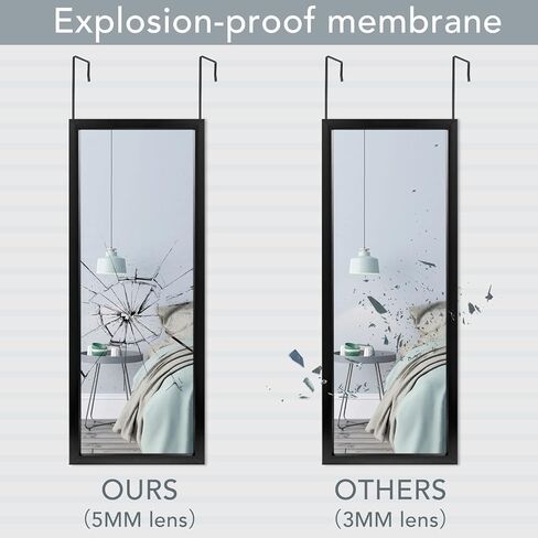 PexFix Door Mirror 55''×16'' Full Length Mirror Over The Door Hanging Over Door Mirror Space Saving Floor Door Mirror with Black Frame in Saudi Arabia