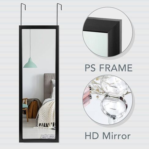 PexFix Door Mirror 55''×16'' Full Length Mirror Over The Door Hanging Over Door Mirror Space Saving Floor Door Mirror with Black Frame in Saudi Arabia