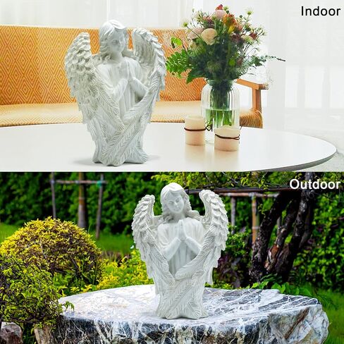 تمثال ملاك لتزيين المقبرة من رييسو، تمثال ملاك ابيض مع مسامير، تماثيل حديقة ديكور المنزل الخارجي، مزهرية زهور فريدة من نوعها، هدايا تذكارية لفقدان احبائك in Kuwait