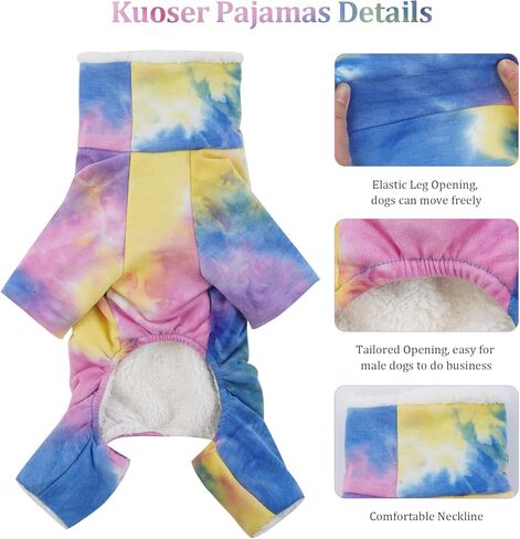 kuoser معطف الطقس البارد للكلاب، التعادل صبغ الياقة المدورة جرو بيجامة لينة القطن الحيوانات الأليفة الملابس الصوف هزلي القط نيسيس حللا، خفيفة الوزن أربعة أرجل السترة للكلاب المتوسطة الصغيرة مع طوق فروي in Kuwait