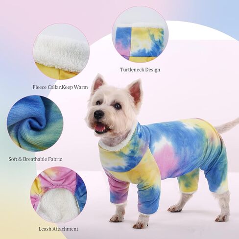kuoser معطف الطقس البارد للكلاب، التعادل صبغ الياقة المدورة جرو بيجامة لينة القطن الحيوانات الأليفة الملابس الصوف هزلي القط نيسيس حللا، خفيفة الوزن أربعة أرجل السترة للكلاب المتوسطة الصغيرة مع طوق فروي in Kuwait
