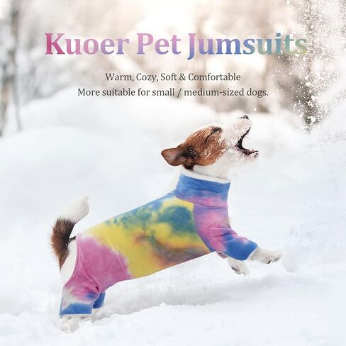 kuoser معطف الطقس البارد للكلاب، التعادل صبغ الياقة المدورة جرو بيجامة لينة القطن الحيوانات الأليفة الملابس الصوف هزلي القط نيسيس حللا، خفيفة الوزن أربعة أرجل السترة للكلاب المتوسطة الصغيرة مع طوق فروي in Kuwait