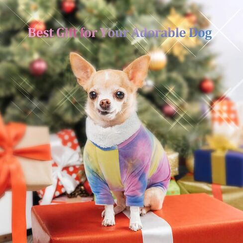 kuoser معطف الطقس البارد للكلاب، التعادل صبغ الياقة المدورة جرو بيجامة لينة القطن الحيوانات الأليفة الملابس الصوف هزلي القط نيسيس حللا، خفيفة الوزن أربعة أرجل السترة للكلاب المتوسطة الصغيرة مع طوق فروي in Kuwait