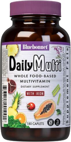 تركيبة Bluebonnet Nutrition Super Earth MultiNutrient (مع الحديد)، للدعم الغذائي اليومي، خالية من الغلوتين، معتمدة من الشريعة اليهودية، خالية من منتجات الألبان، صديقة للنباتيين، 60 وجبة، أخضر، 180 قطعة in Saudi Arabia