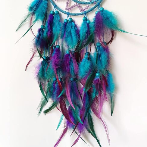 SOYUZU حلم الماسك القمر حلم الماسك لغرفة النوم الأرجواني والأزرق ريشة Dreamcatcher للأطفال الفتيات الكبار حلم الماسكات الحلي لغرفة النوم الجدار شنقا الهدايا نعمة in Kuwait