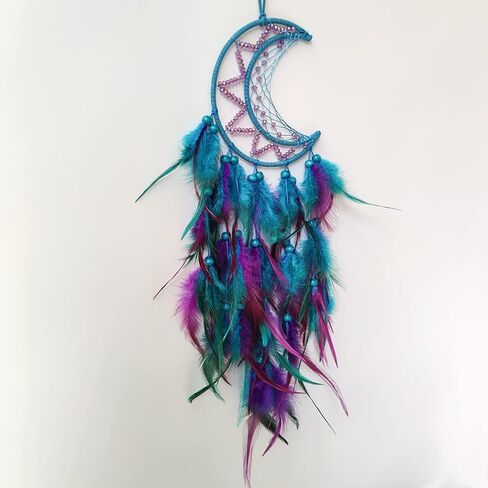 SOYUZU حلم الماسك القمر حلم الماسك لغرفة النوم الأرجواني والأزرق ريشة Dreamcatcher للأطفال الفتيات الكبار حلم الماسكات الحلي لغرفة النوم الجدار شنقا الهدايا نعمة in Kuwait