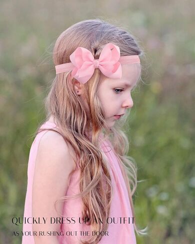 3 قطع من عصابات الرأس للفتيات الصغيرات مقاس 4 بوصات من بوتيك Grosgrain Ribbon Hair Bows عصابات رأس للفتيات الصغيرات والرضع والأطفال الصغار والمراهقين والأطفال - أسود أبيض كاكي in Saudi Arabia
