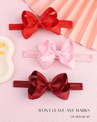 3 قطع من عصابات الرأس للفتيات الصغيرات مقاس 4 بوصات من بوتيك Grosgrain Ribbon Hair Bows عصابات رأس للفتيات الصغيرات والرضع والأطفال الصغار والمراهقين والأطفال - أسود أبيض كاكي in Saudi Arabia