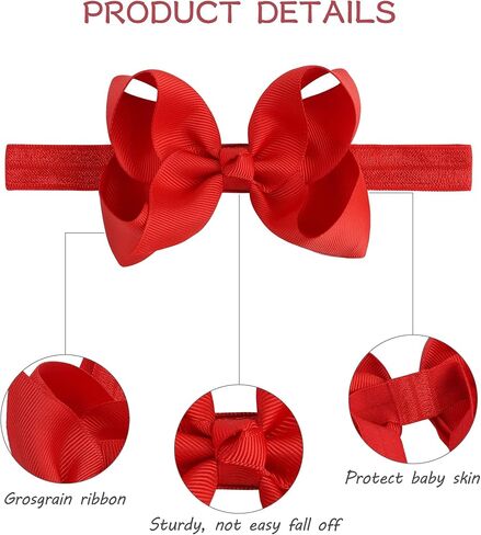 3 قطع من عصابات الرأس للفتيات الصغيرات مقاس 4 بوصات من بوتيك Grosgrain Ribbon Hair Bows عصابات رأس للفتيات الصغيرات والرضع والأطفال الصغار والمراهقين والأطفال - أسود أبيض كاكي in Saudi Arabia