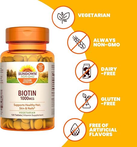 صن داون اقراص بيوتين 1000 ام سي جي، حجم قيم، 120 قرص in Kuwait